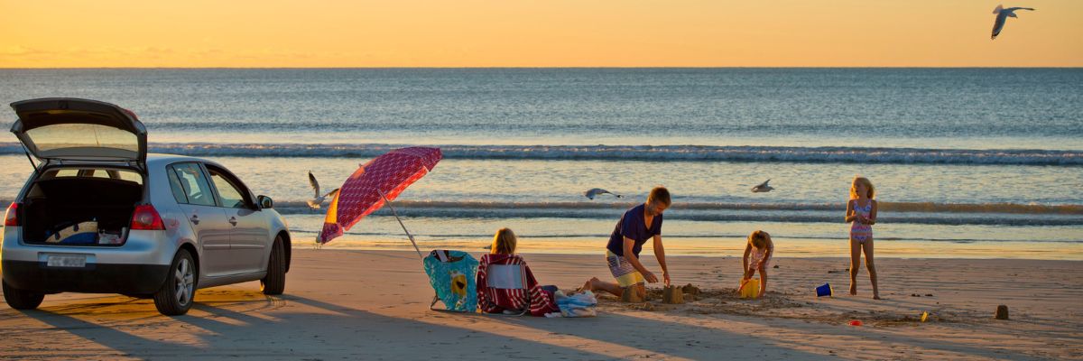 family on the beach