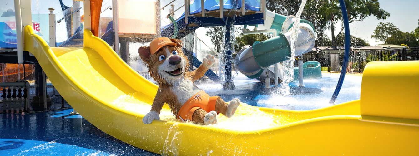 Bruce the bark manager in a Discovery Park's splash park
